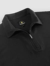 Black Abstract Jacquard Textured Zipper Polo T-Shirt