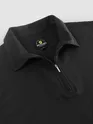 Black Abstract Jacquard Textured Zipper Polo T-Shirt