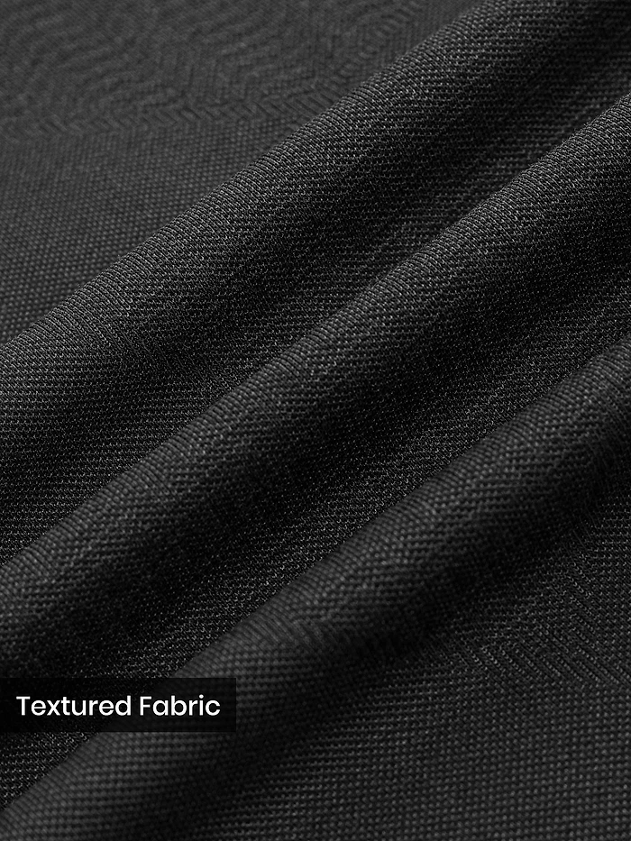 Black Abstract Jacquard Textured Zipper Polo T-Shirt