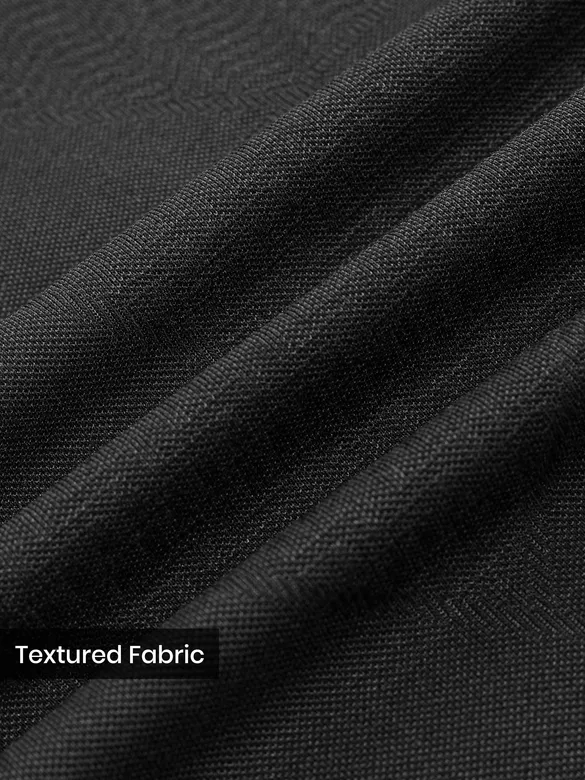 Black Abstract Jacquard Textured Zipper Polo T-Shirt