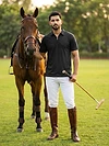 Black Abstract Jacquard Textured Zipper Polo T-Shirt