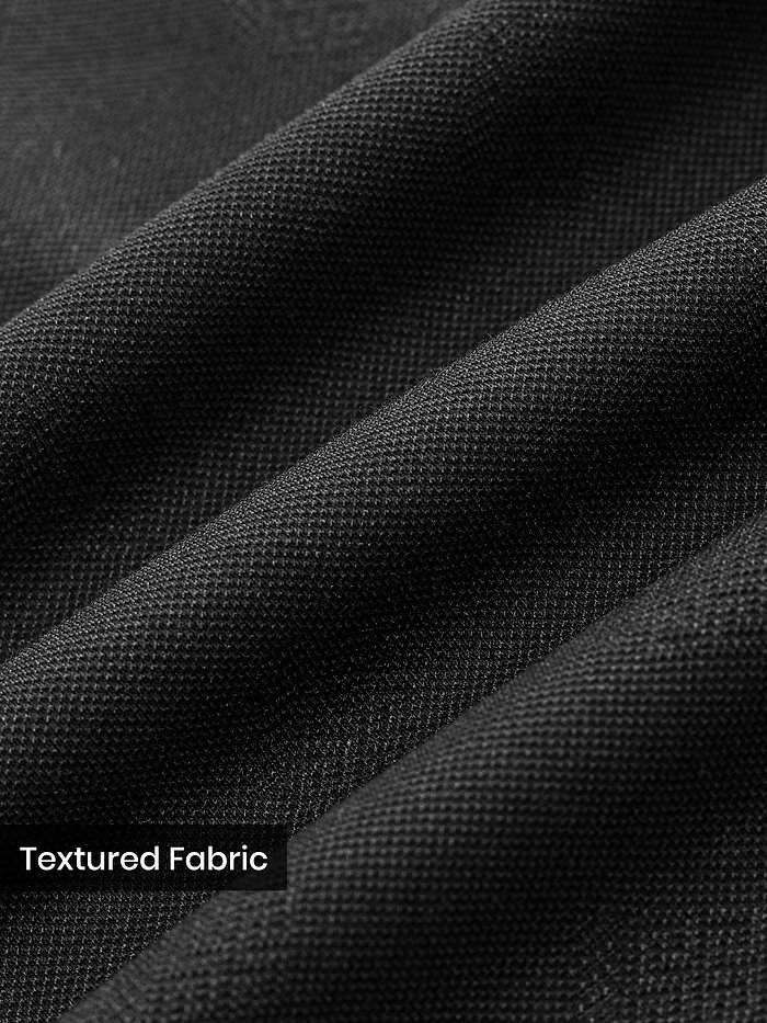 Black Geometric Jacquard Textured Zipper Polo T-Shirt
