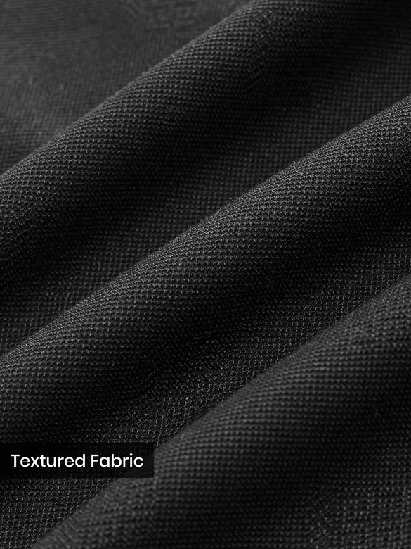 Black Geometric Jacquard Textured Zipper Polo T-Shirt