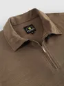 Brown Brush Stroke Jacquard Textured Zipper Polo T-Shirt