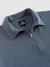 Grey Abstract Jacquard Textured Zipper Polo T-Shirt