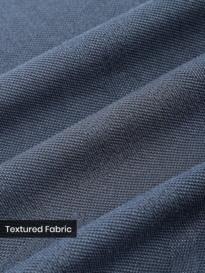 Grey Abstract Jacquard Textured Zipper Polo T-Shirt