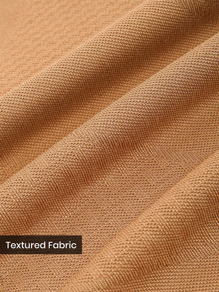 Maple Orange Abstract Jacquard Textured Zipper Polo T-Shirt