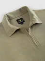 Sage Green Brush Stroke Jacquard Textured Zipper Polo T-Shirt