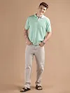 Mist Green Flat Knit Men?s Polo T-Shirt