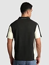 Black Sporty Color Block V-Neck Polo T-Shirt