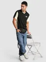 Black Sporty Color Block V-Neck Polo T-Shirt