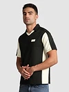 Black Sporty Color Block V-Neck Polo T-Shirt