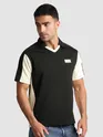 Black Sporty Color Block V-Neck Polo T-Shirt
