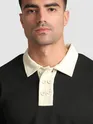 Black Sporty Double Buttoned Polo T-Shirt