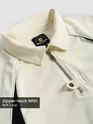 Cream Raglan Sleeve Zipper Polo T-Shirt