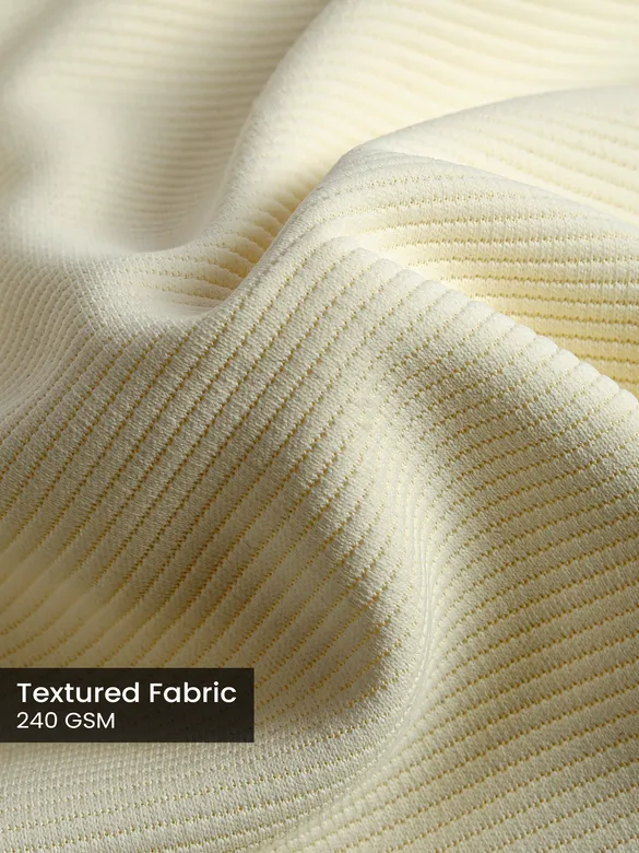 Cream Raglan Sleeve Zipper Polo T-Shirt