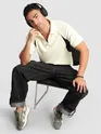 Cream Raglan Sleeve Zipper Polo T-Shirt