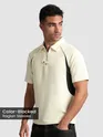 Cream Raglan Sleeve Zipper Polo T-Shirt