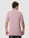 Pastel Pink Wave Textured Flat Knit Polo T-Shirt