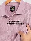 Pastel Pink Wave Textured Flat Knit Polo T-Shirt