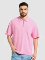 Pink Oversized Zipper Polo T-shirt