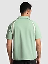 Sage Green Raglan Sleeve Zipper Polo T-Shirt