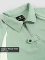Sage Green Raglan Sleeve Zipper Polo T-Shirt