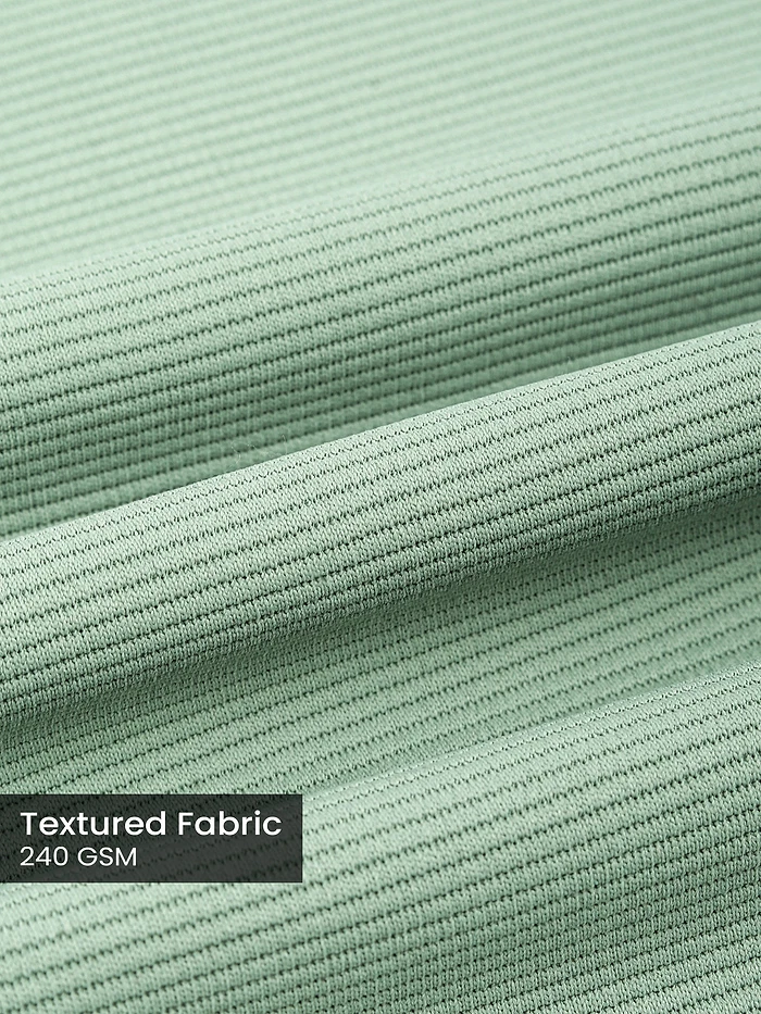 Sage Green Raglan Sleeve Zipper Polo T-Shirt