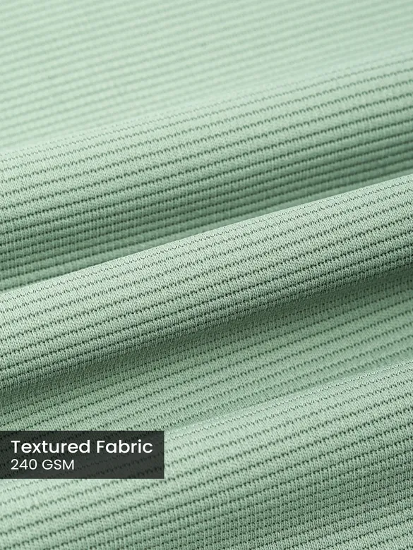 Sage Green Raglan Sleeve Zipper Polo T-Shirt