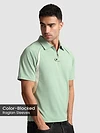 Sage Green Raglan Sleeve Zipper Polo T-Shirt