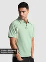 Sage Green Raglan Sleeve Zipper Polo T-Shirt
