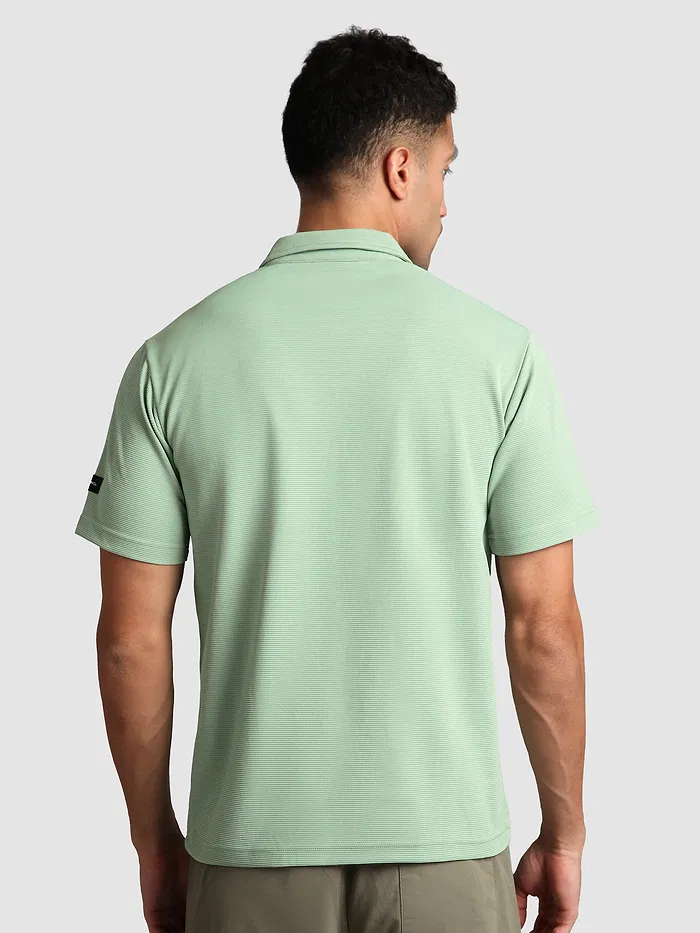 Sage Green Sporty Zipper Polo T-Shirt