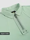 Sage Green Sporty Zipper Polo T-Shirt