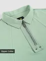 Sage Green Sporty Zipper Polo T-Shirt