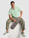 Sage Green Sporty Zipper Polo T-Shirt