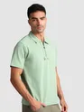 Sage Green Sporty Zipper Polo T-Shirt
