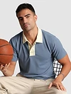 Stone Blue Sporty Double Buttoned Polo T-Shirt