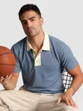 Stone Blue Sporty Double Buttoned Polo T-Shirt