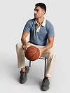 Stone Blue Sporty Double Buttoned Polo T-Shirt