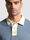 Stone Blue Sporty Double Buttoned Polo T-Shirt