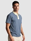 Stone Blue Sporty Double Buttoned Polo T-Shirt
