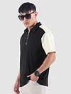 Black Zipper Color Block Polo T-Shirt