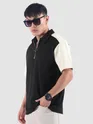 Black Zipper Color Block Polo T-Shirt