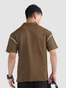 Brown Piping Textured Polo T-Shirt