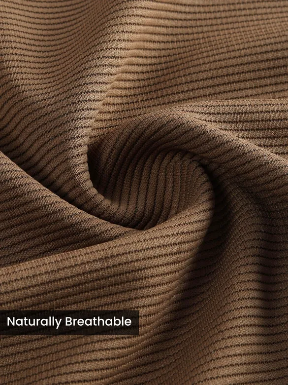 Brown Piping Textured Polo T-Shirt