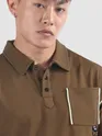 Brown Piping Textured Polo T-Shirt