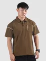 Brown Piping Textured Polo T-Shirt