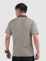 Brown Solid Collar Stripe Polo T-Shirt