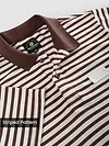 Brown Solid Collar Stripe Polo T-Shirt