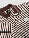 Brown Solid Collar Stripe Polo T-Shirt